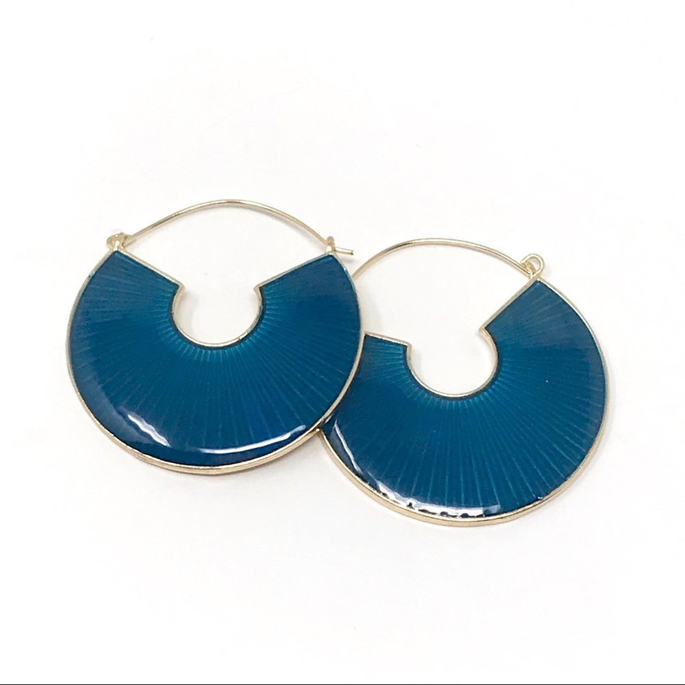 Deco Inspired Enameled Circle Hoop Earrings - Picture 1 of 4